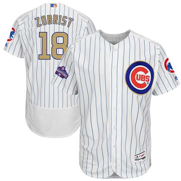 Chicago Cubs #18 Ben Zobrist White World Series Champions Gold Program Flexbase Collection Stitched Jersey JiaSu,We sell and wholesale Chicago Cubs #18 Ben Zobrist White World Series Champions Gold Program Flexbase Collection Stitched Jersey JiaSu on line form chian!